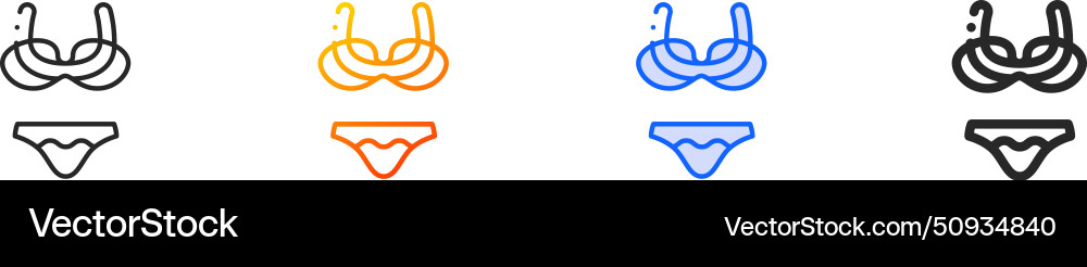 Bikini iconthin linear gradient blue stroke and Vector Image