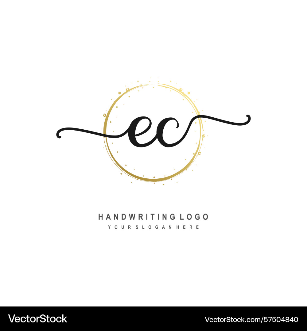 Ec initial handwriting logo with circular wave Vector Image