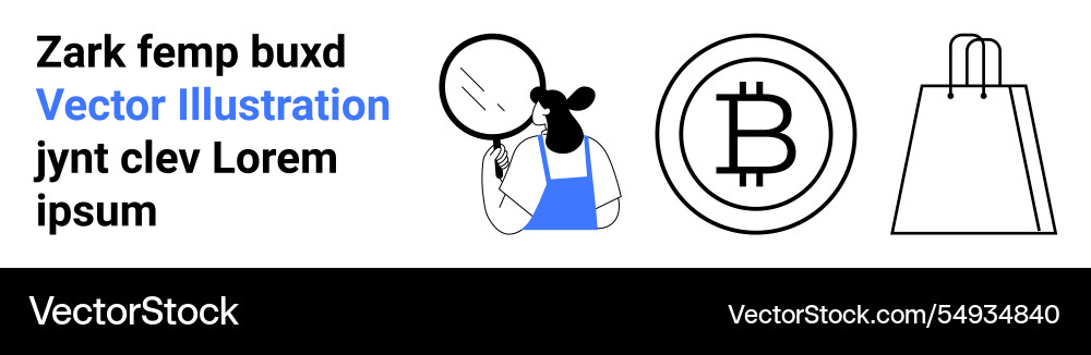 Exploring blockchain with magnifying glass Exploring blockchain with magnifying glass vector image