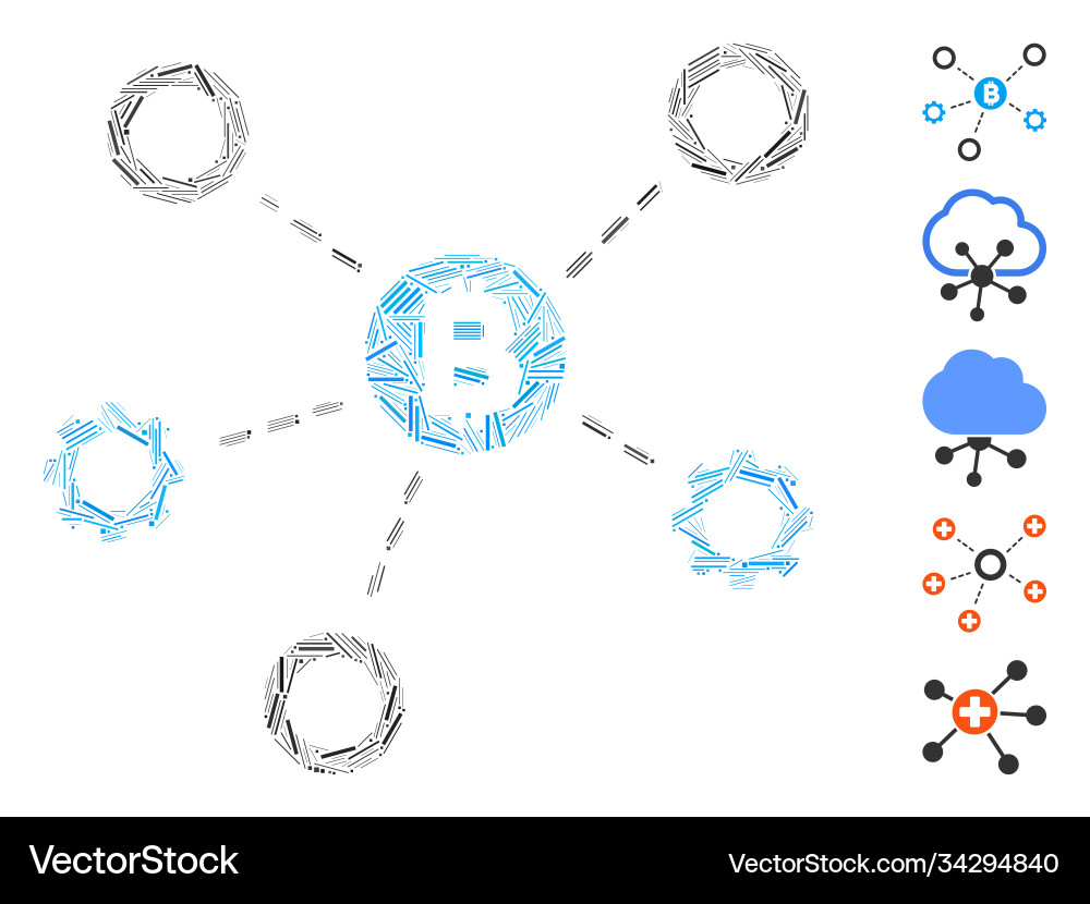 Hatch mosaic bitcoin network nodes icon Hatch mosaic bitcoin network nodes icon vector image