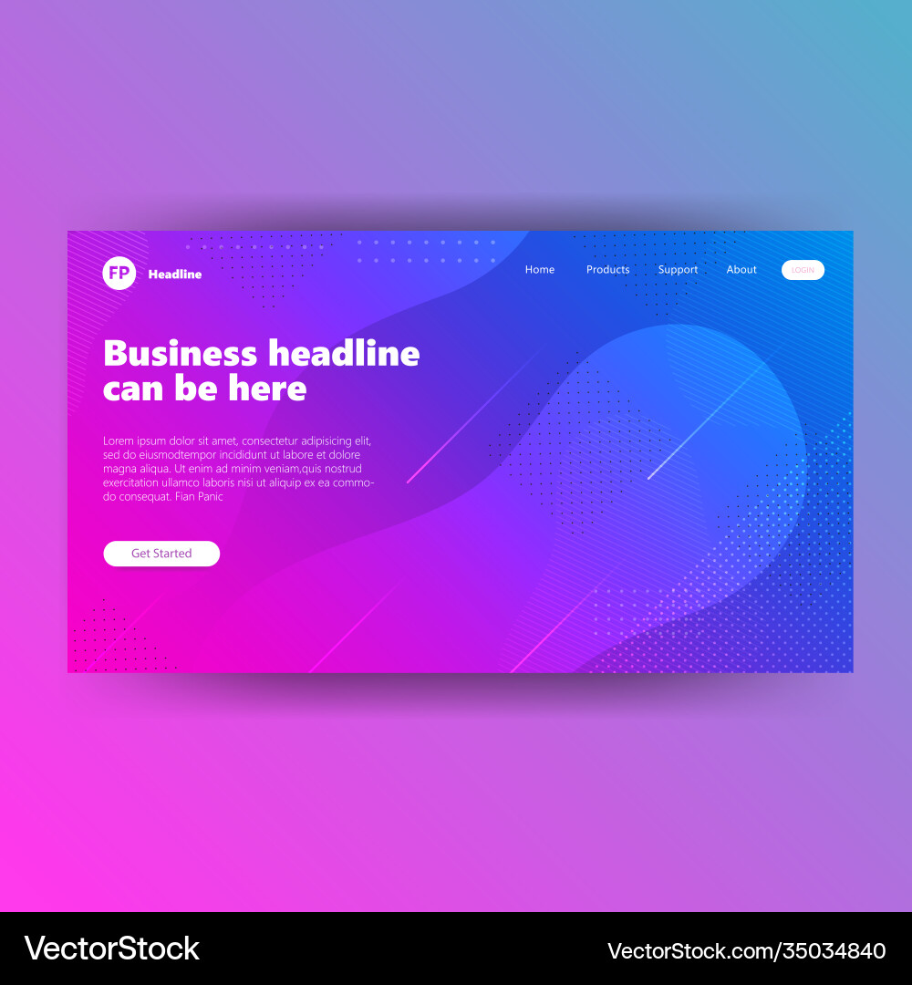 Landing page template with gradient modern webpage Landing page template with gradient modern webpage vector image