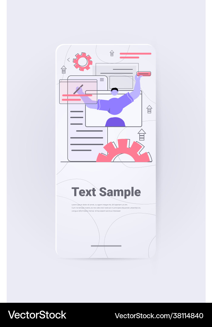 Man developer creating website ui interface web Man developer creating website ui interface web vector image