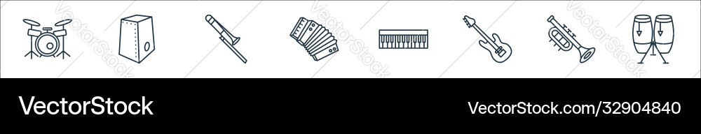 Music instruments line icons linear set quality Music instruments line icons linear set quality Vector Image