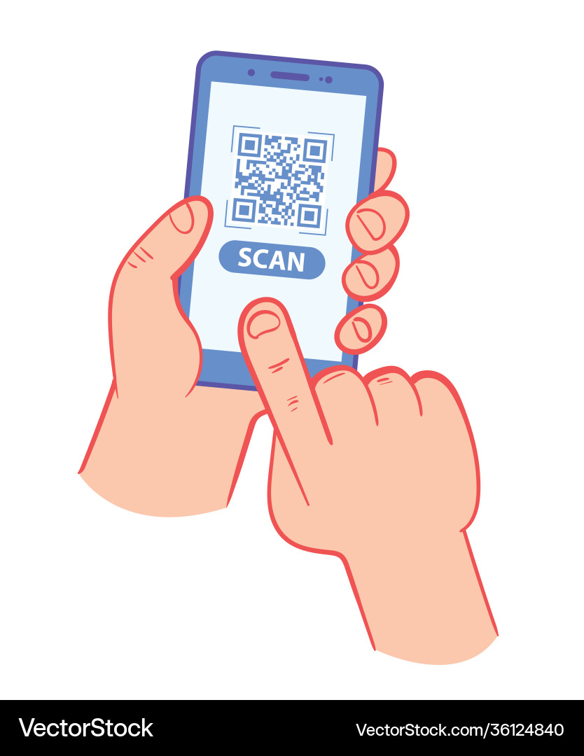 Scan qr code to mobile phone vector image