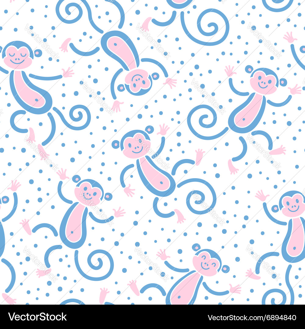 Seamless pattern with monkeys playing in snow Vector Image