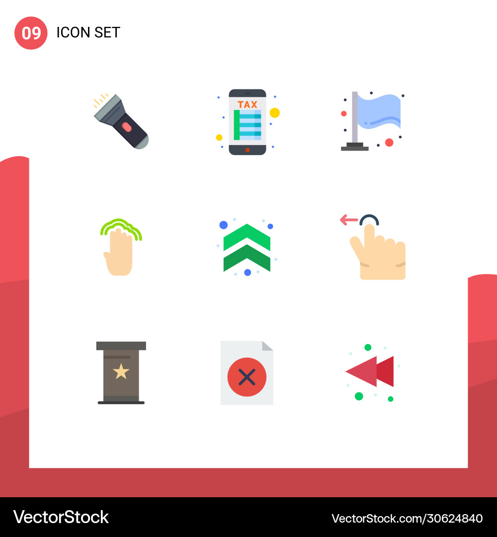 Set 9 flat colors on grid for up arrow flag Vector Image