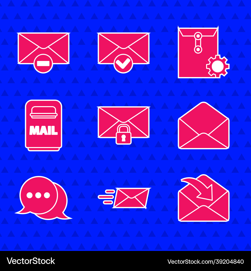 Set mail message lock password express envelope vector image