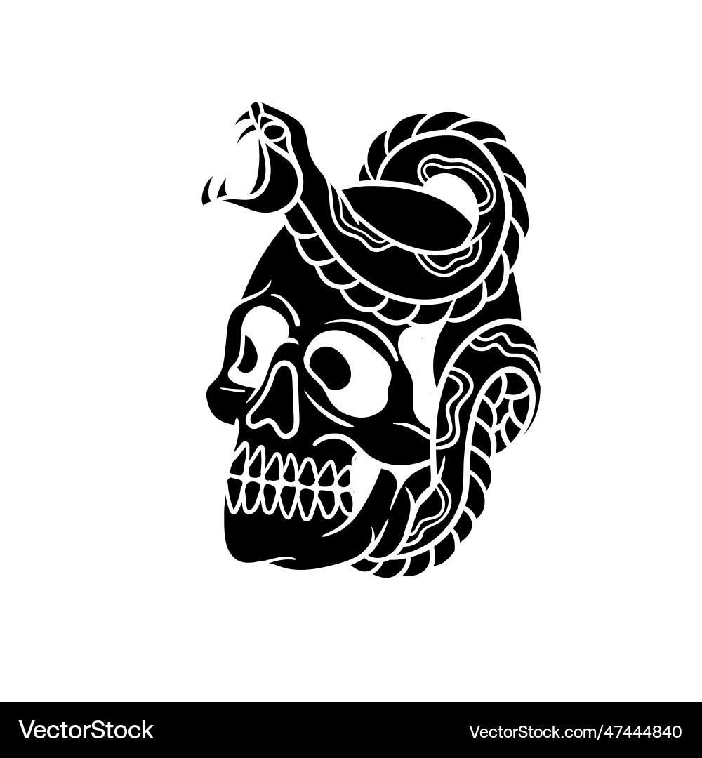 Skull & Snake Silhouette Vector Image