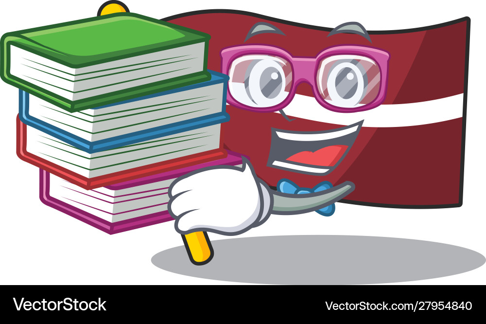 Student bring book cartoon flag latvia Vector Image