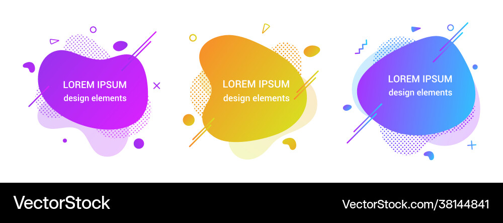 3 modern liquid abstract element graphic gradient vector image