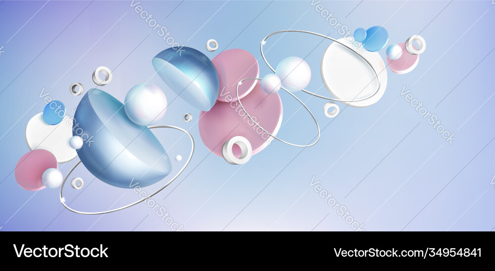 Abstract background with 3d geometric shapes Vector Image