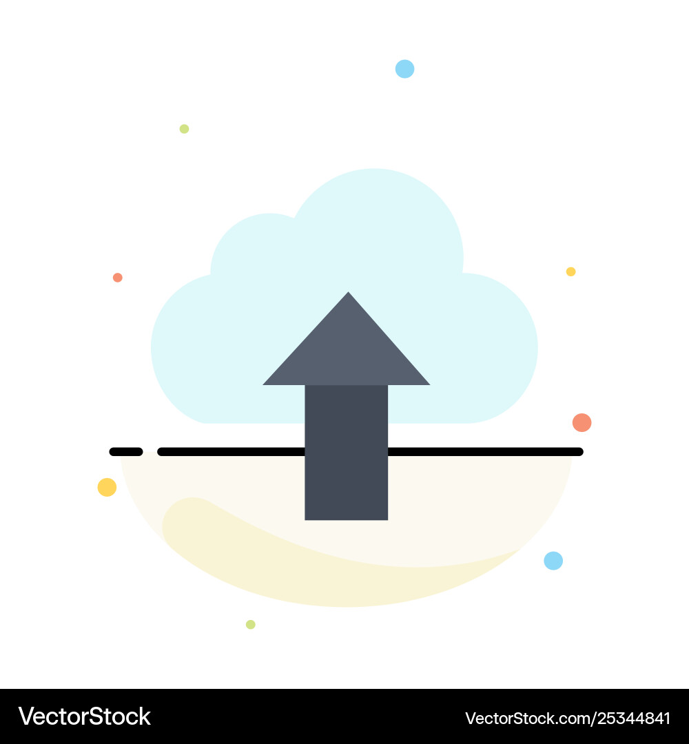 Arrow upload up cloud abstract flat color icon Arrow upload up cloud abstract flat color icon vector image