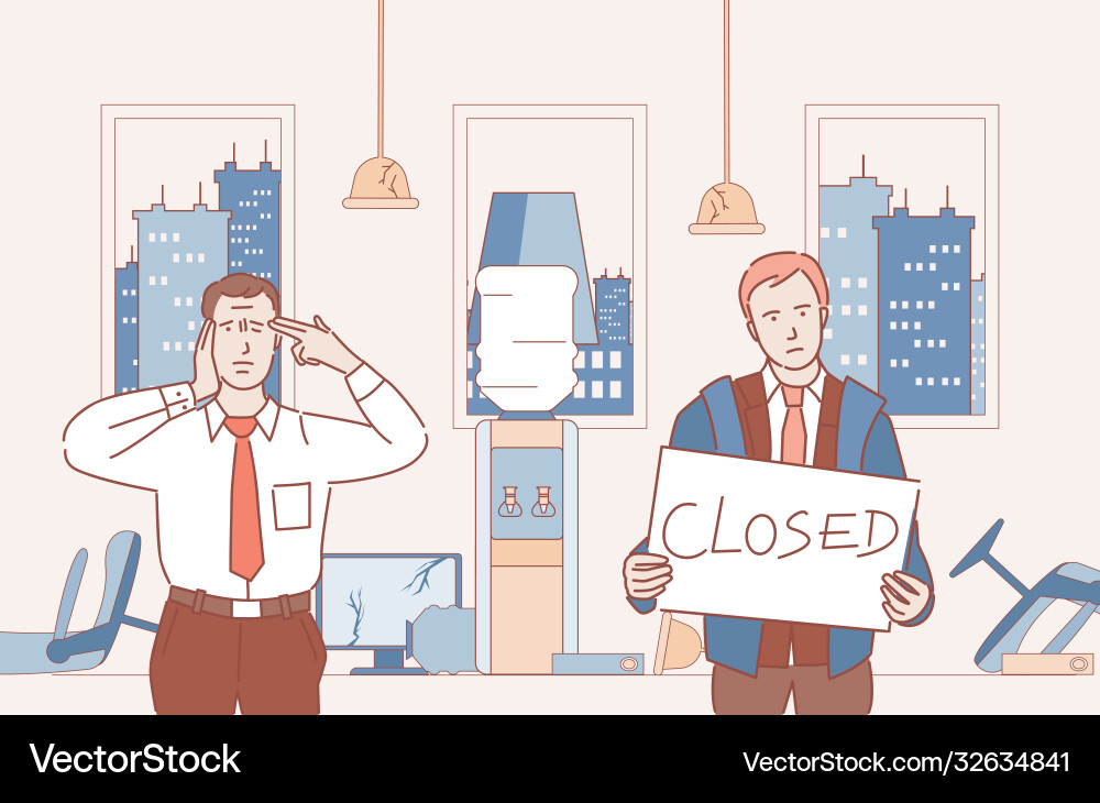 Businessmen become bankrupt and closed Vector Image