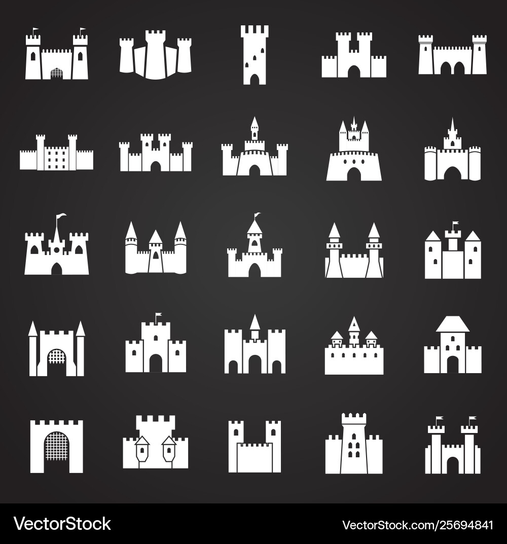 Castle icons set on background for graphic and web Vector Image