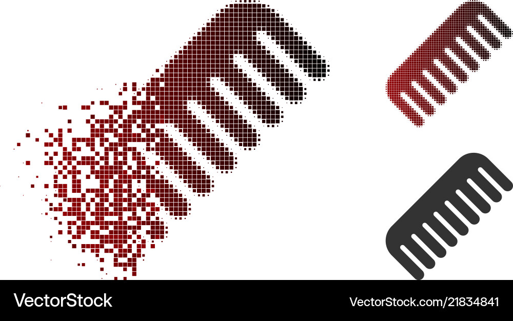 Dissolved pixel halftone comb icon Dissolved pixel halftone comb icon Vector Image