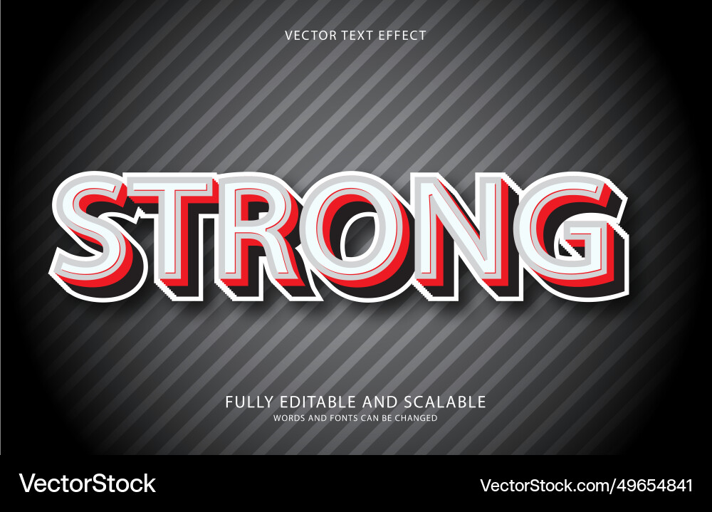 Editable text effect strong style Vector Image