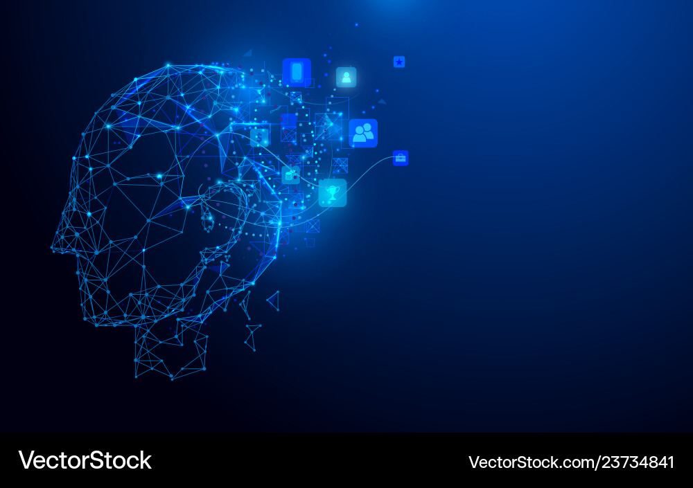 Head and social icons from lines particle Head and social icons from lines particle vector image