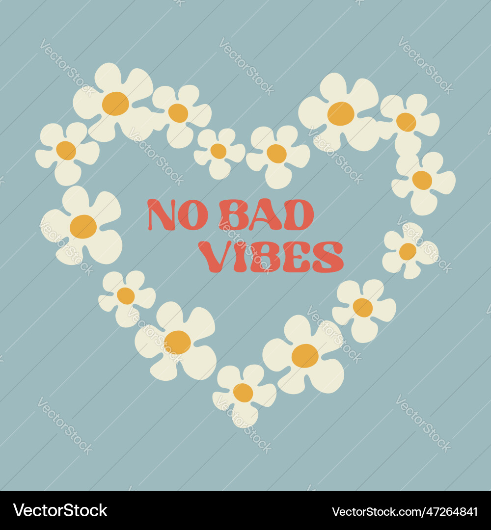 Motivation card design with text no bad vibes Vector Image