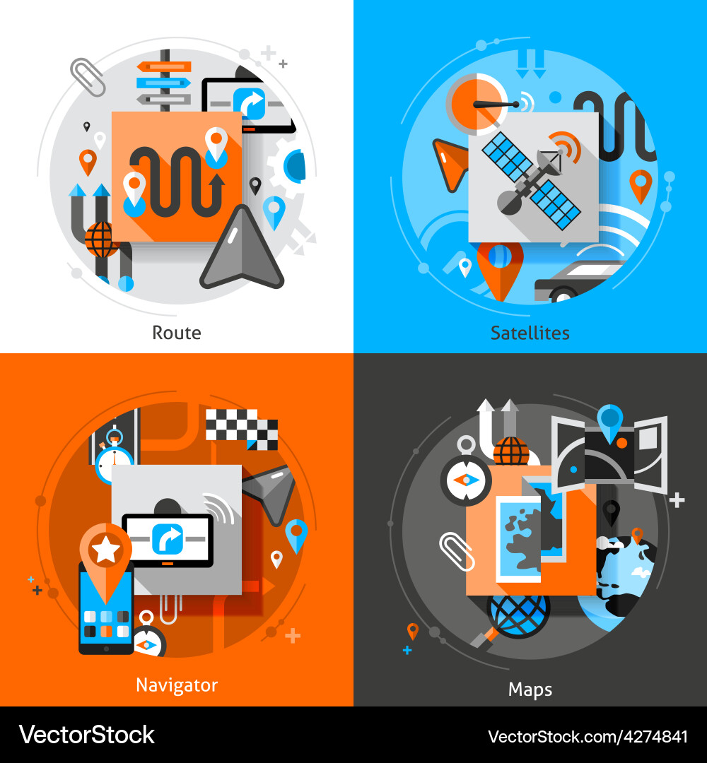 Navigation icons set Vector Image
