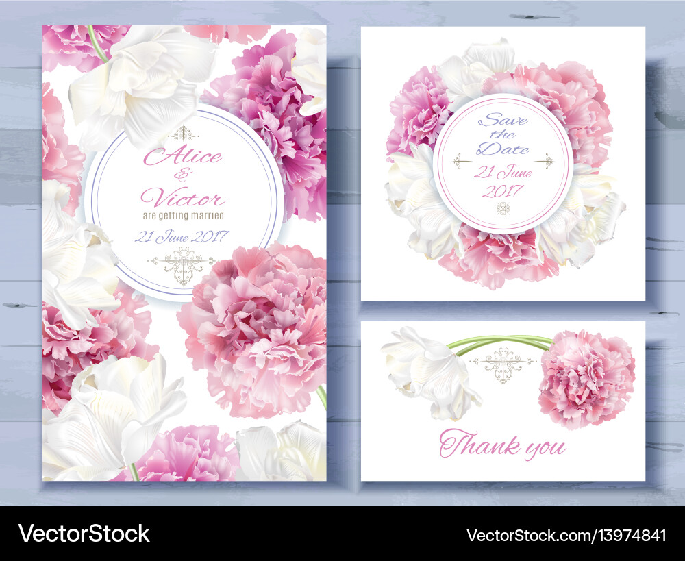 Peony invitations set Peony invitations set vector image