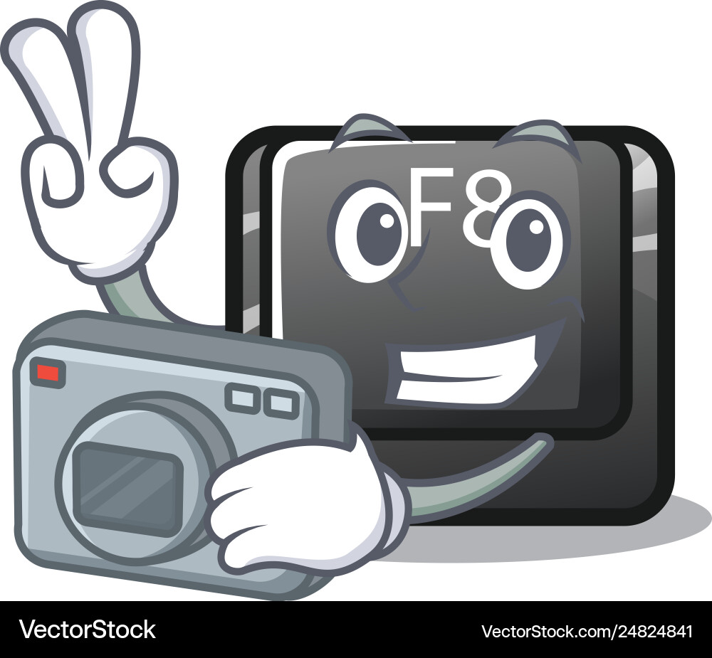 Photographer f8 button installed on computer Photographer f8 button installed on computer Vector Image