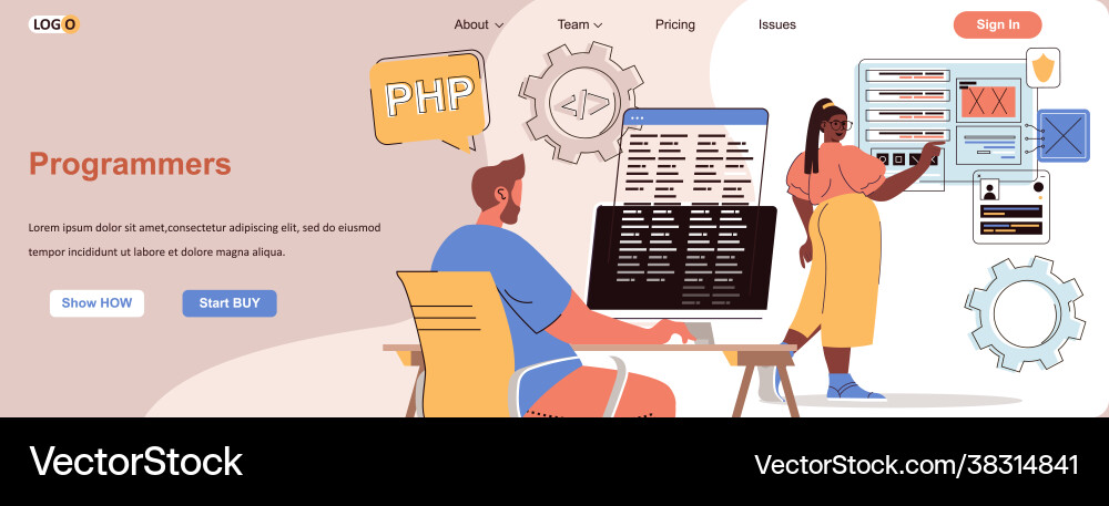 Programmers web concept developers program Programmers web concept developers program vector image