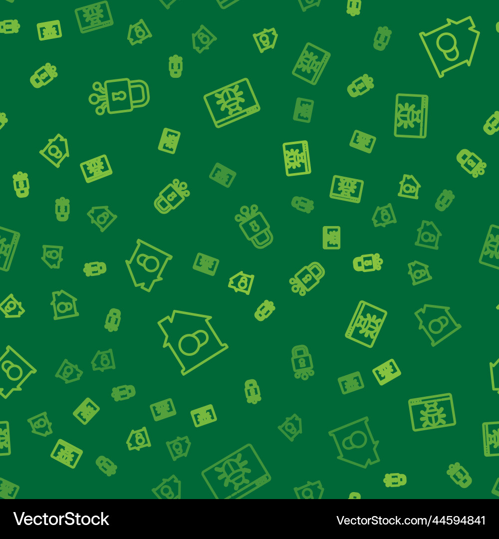 Set line cyber security smart home and system bug Set line cyber security smart home and system bug vector image