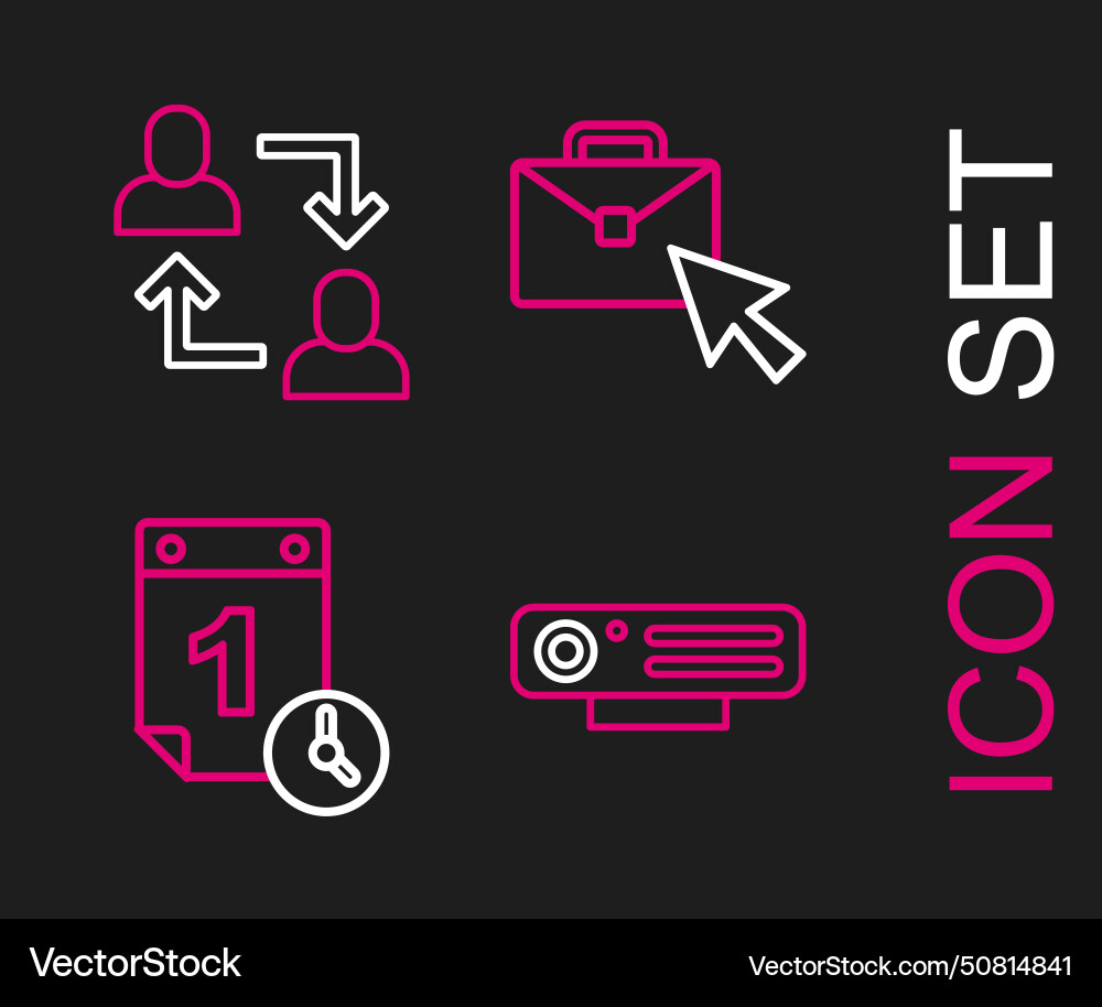 Set line web camera time management online Set line web camera time management online vector image