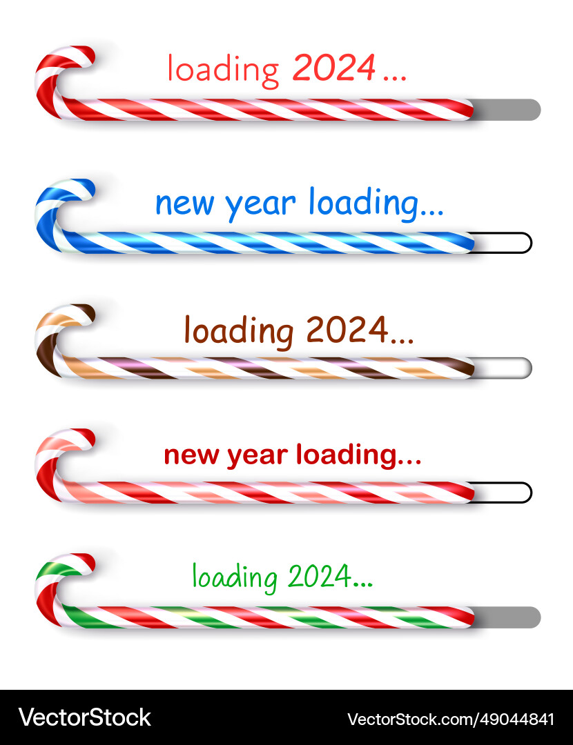 Set of loading progress bars 2024 new year made Set of loading progress bars 2024 new year made vector image
