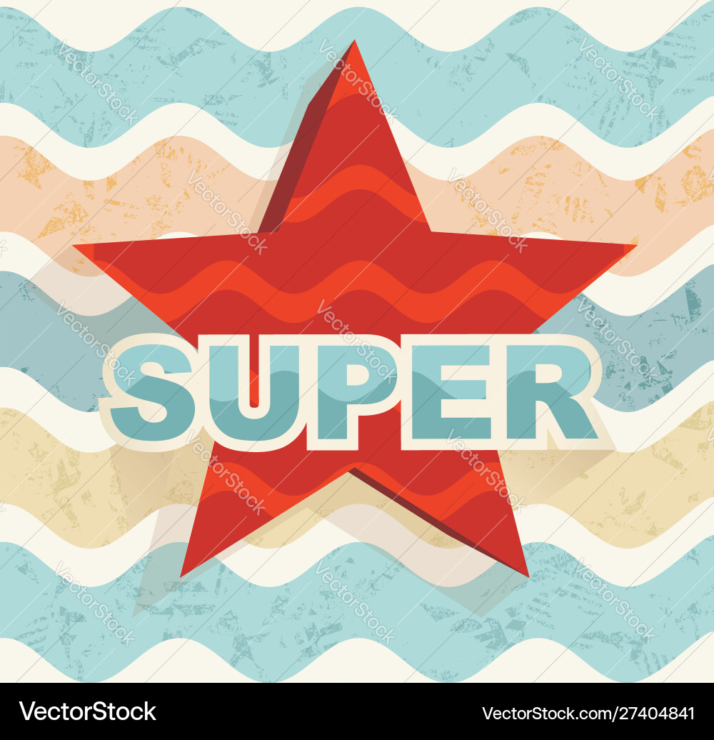 Super Star Label auf Wellen Hintergrund retro Super Star Label auf Wellen Hintergrund retro vektorbild