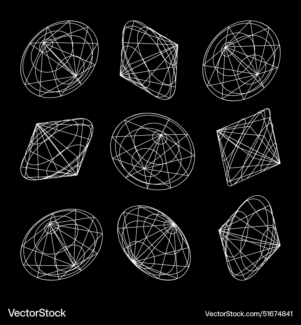 Wireframe lined shapes perspective mesh 3d grid Wireframe lined shapes perspective mesh 3d grid vector image