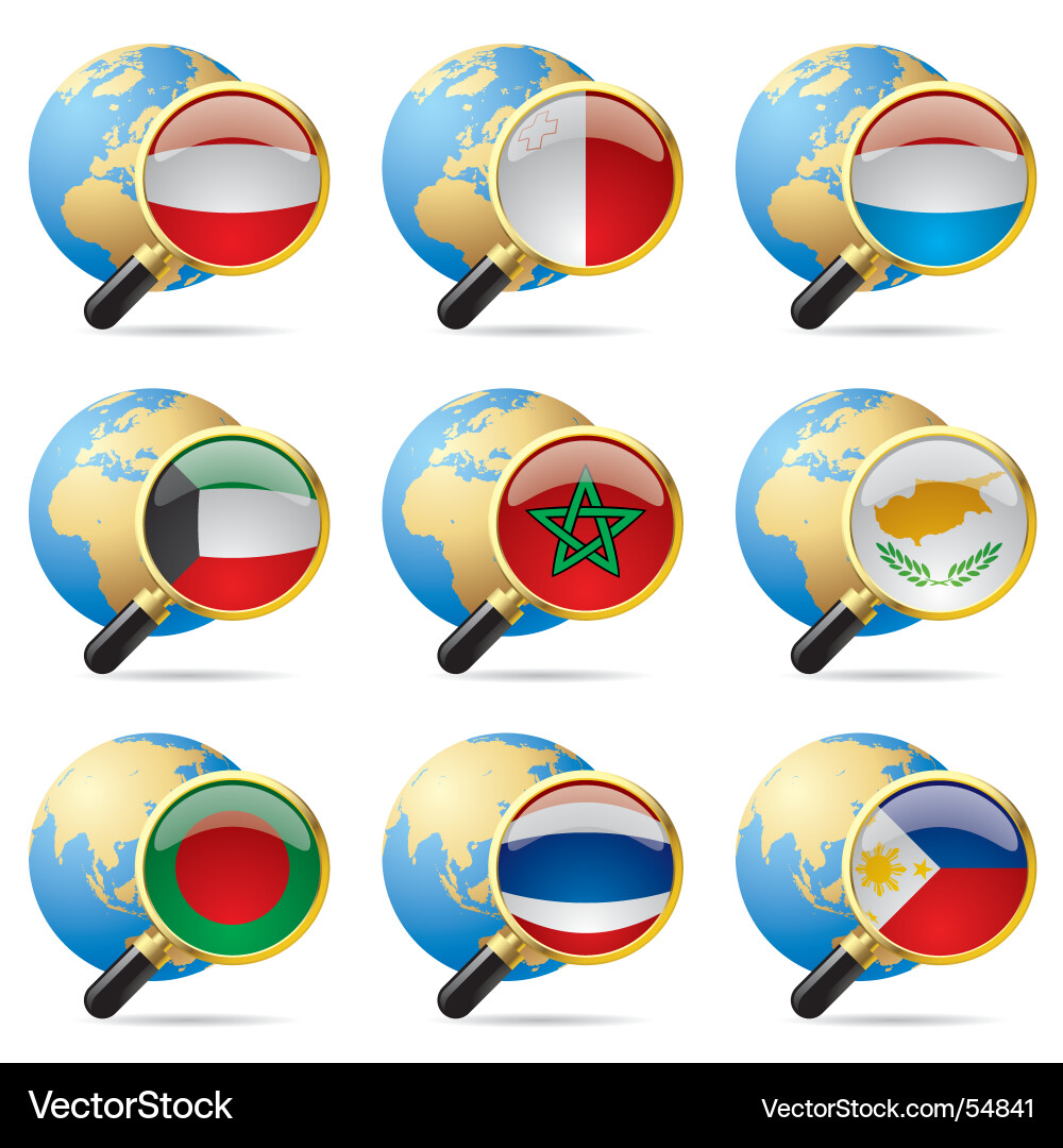 World Flag Icons Set Vector Image