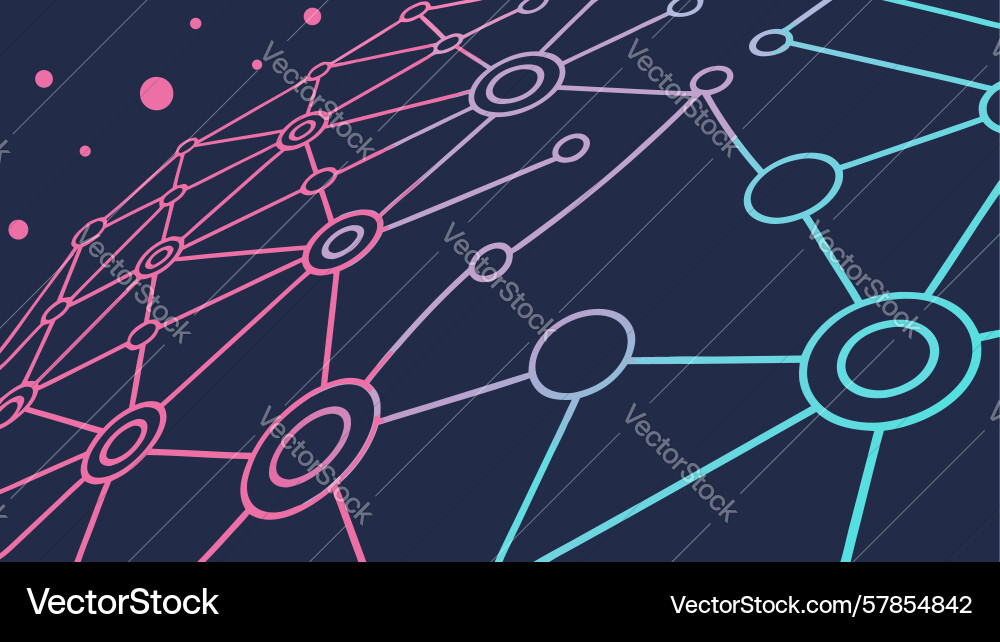 Abstract digital network grid with glowing Vector Image