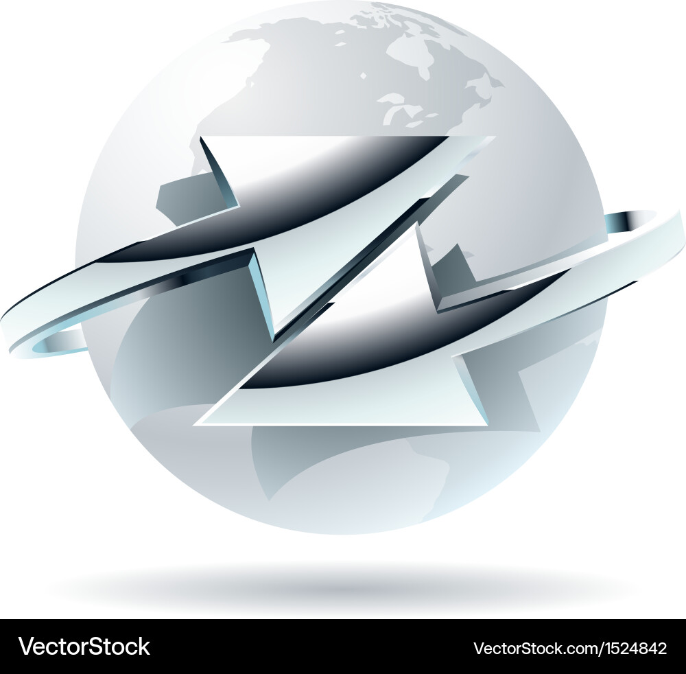 Abstract Globe with Arrows in Orbit vector image