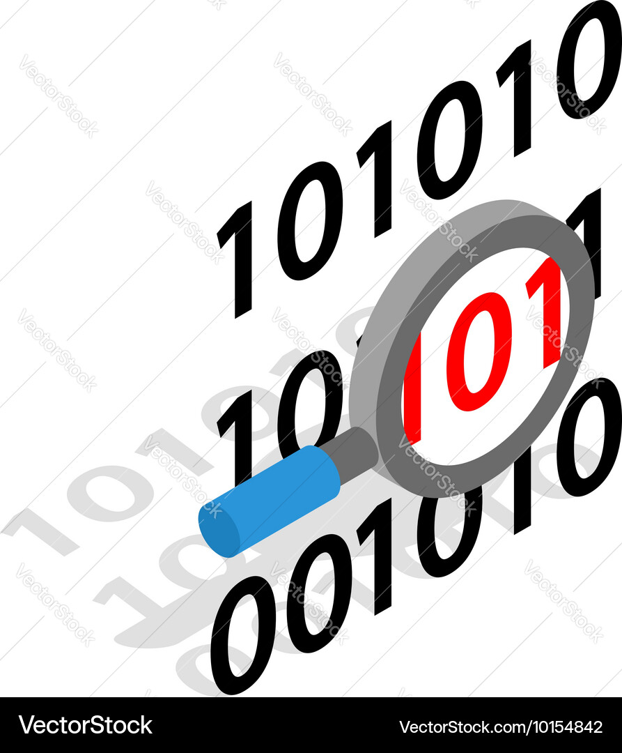 Binary code and magnifying glass icon vector image
