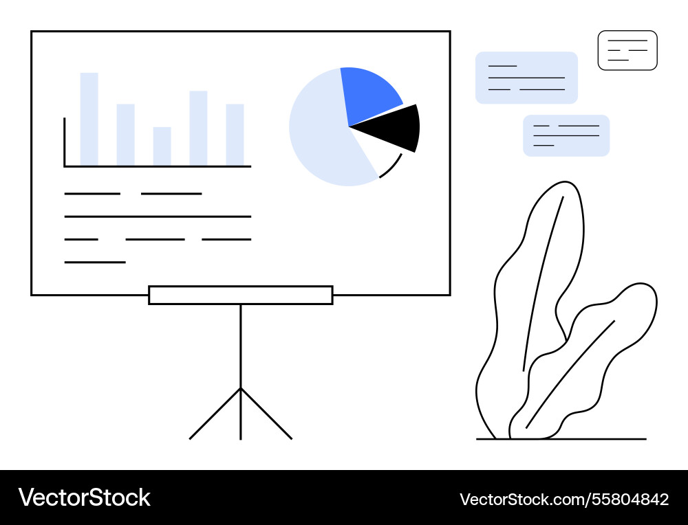 Data presentation with charts graphs and speech Data presentation with charts graphs and speech vector image