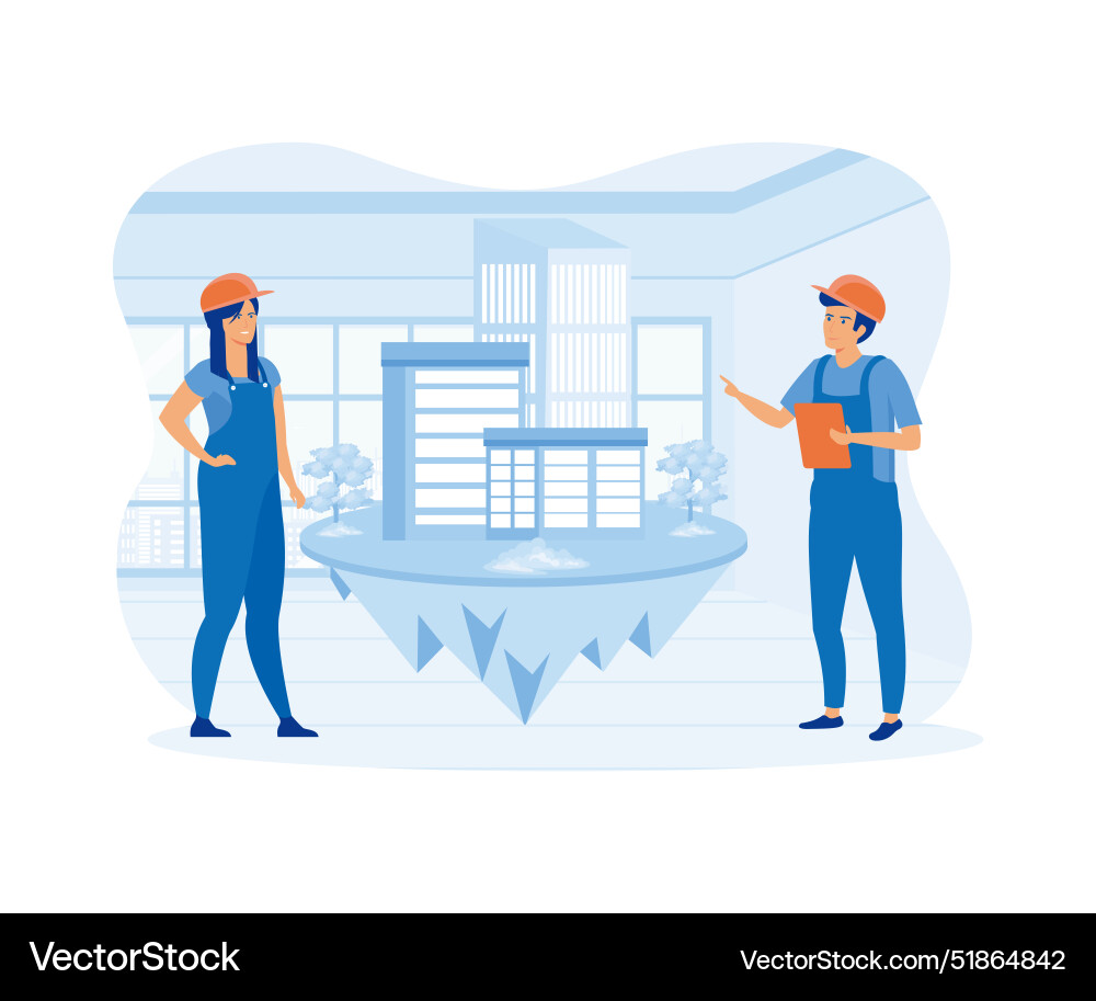 Group architects create and engineering project Group architects create and engineering project Vector Image