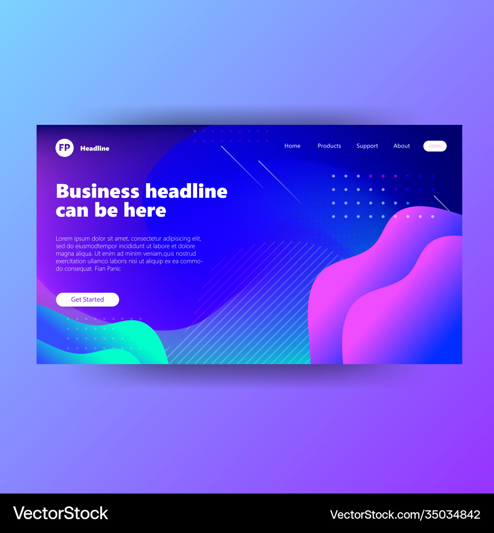 Landing page template with gradient modern webpage Vector Image