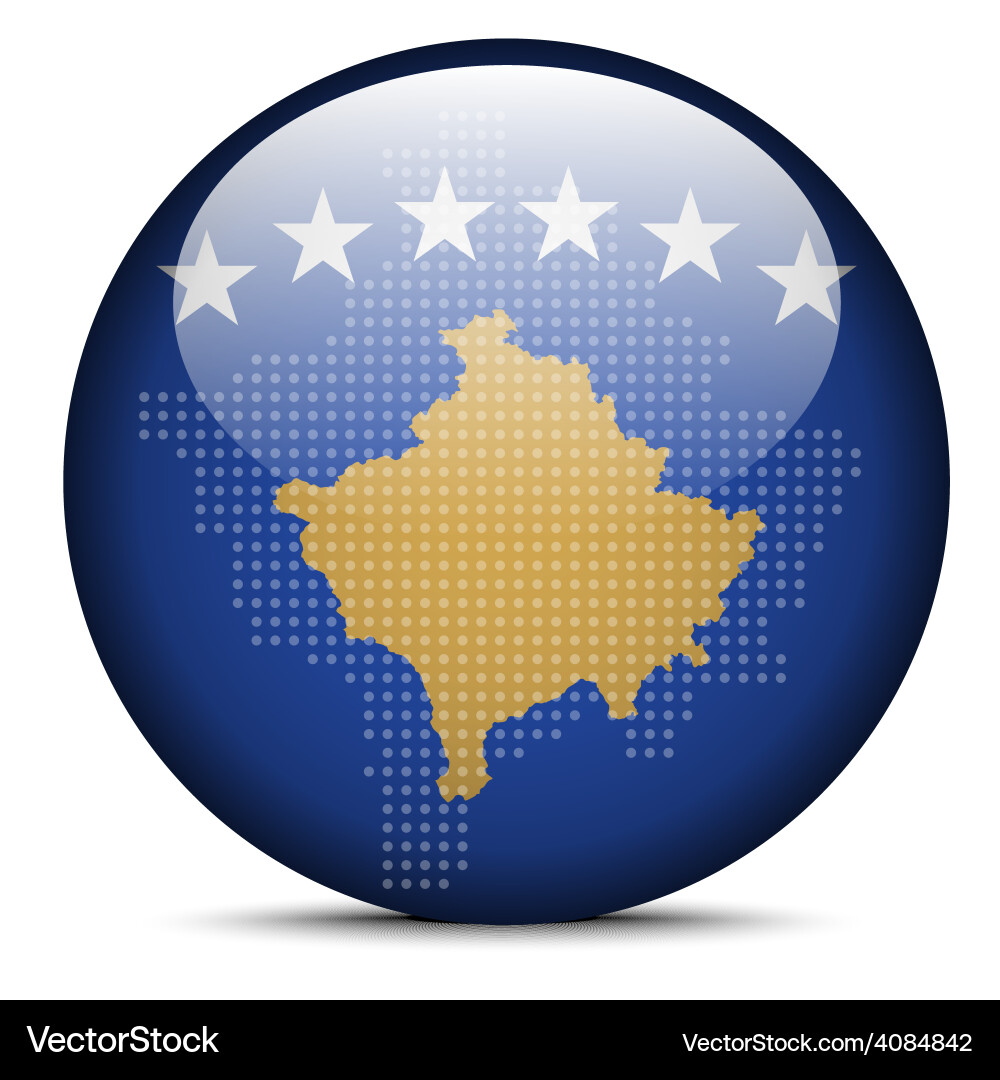 Map with dot pattern on flag button of kosovo Vector Image