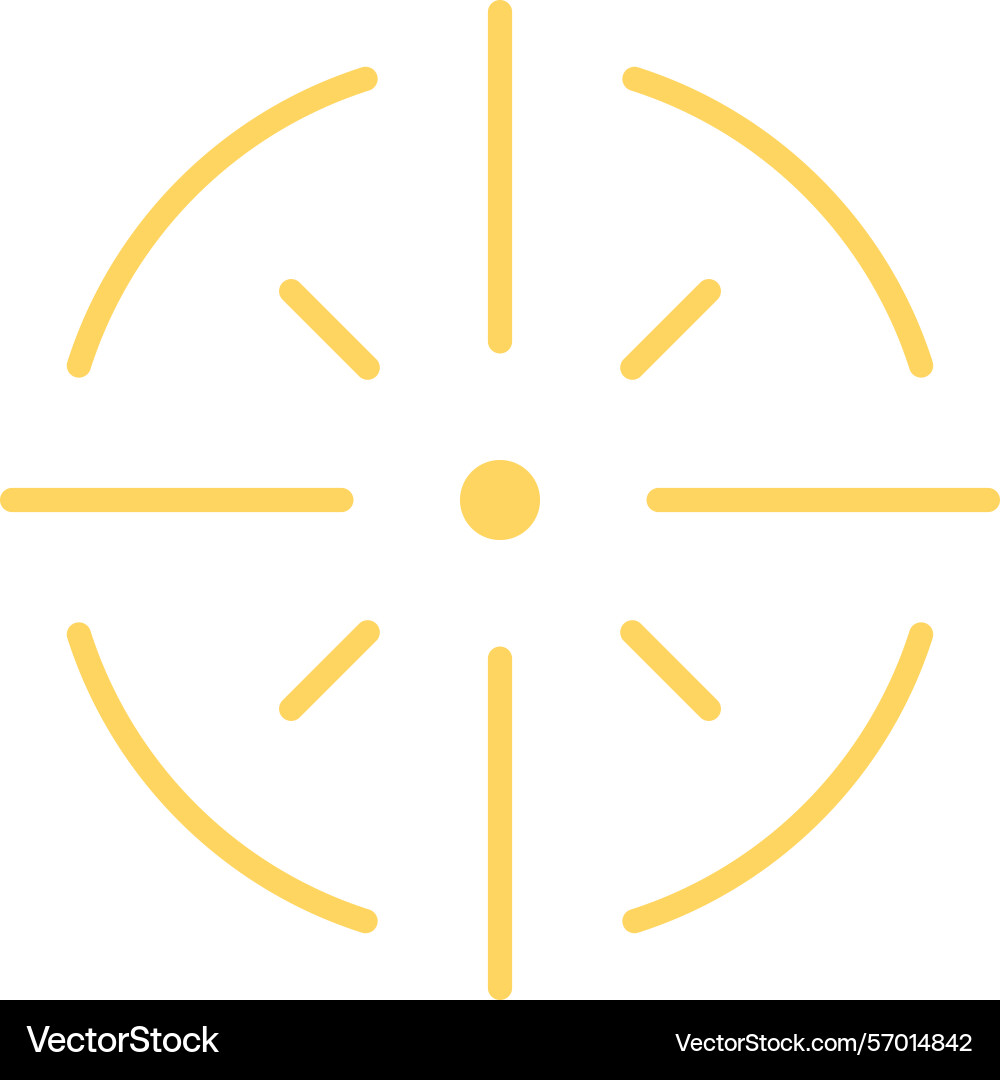 Minimalistic yellow round symbol with rays Vector Image