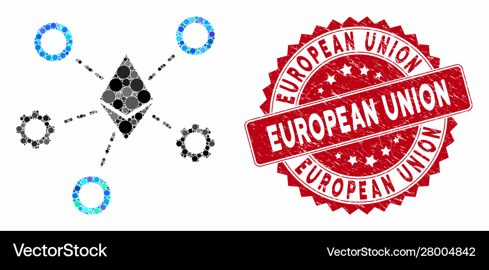 Mosaic ethereum network nodes with distress Vector Image