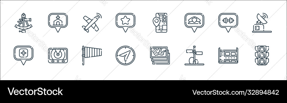 Navigation and maps line icons linear set quality Navigation and maps line icons linear set quality vector image