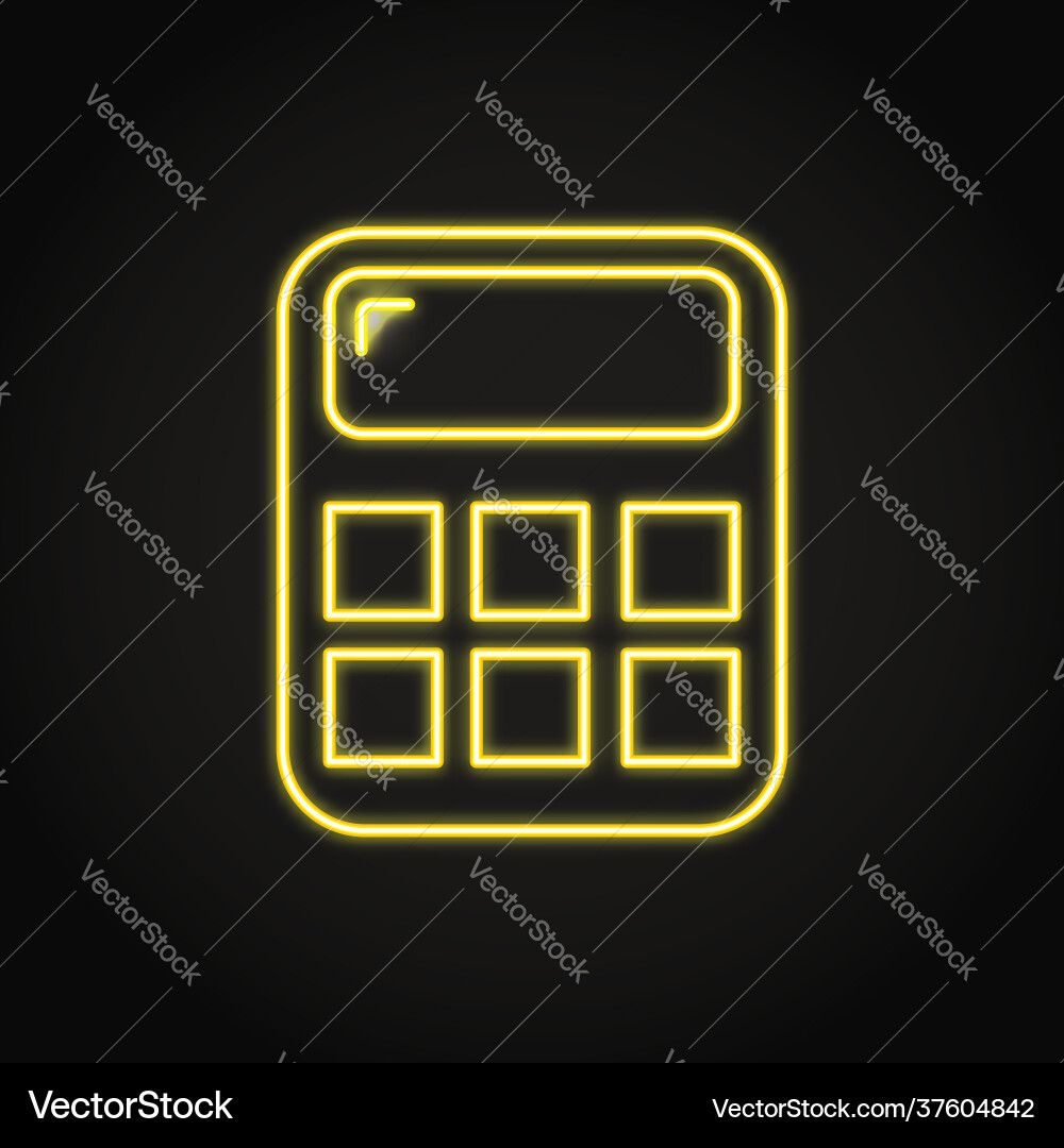 Neon simple calculator icon in line style Neon simple calculator icon in line style vector image