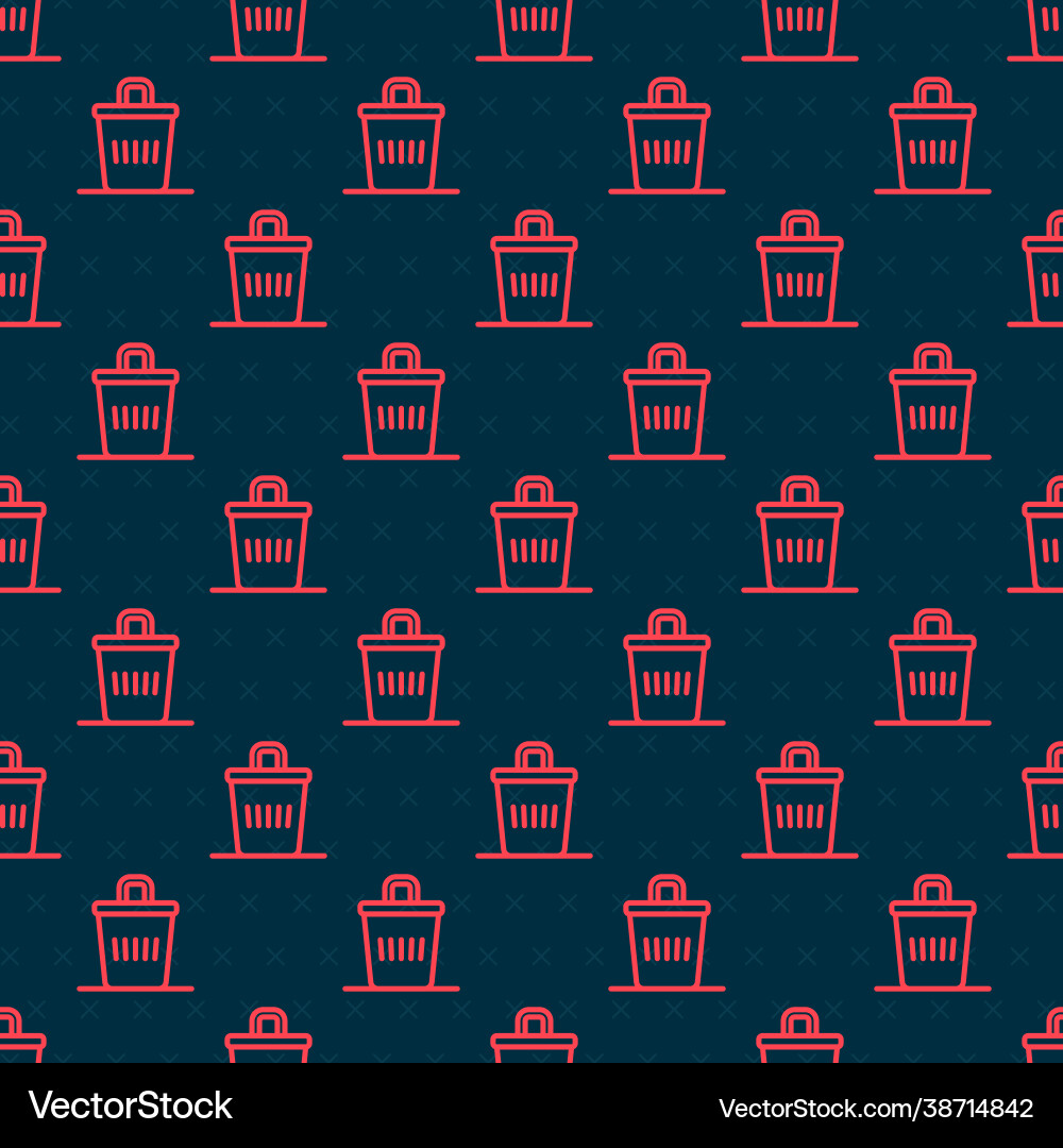 Red line trash can icon isolated seamless pattern Red line trash can icon isolated seamless pattern Vector Image