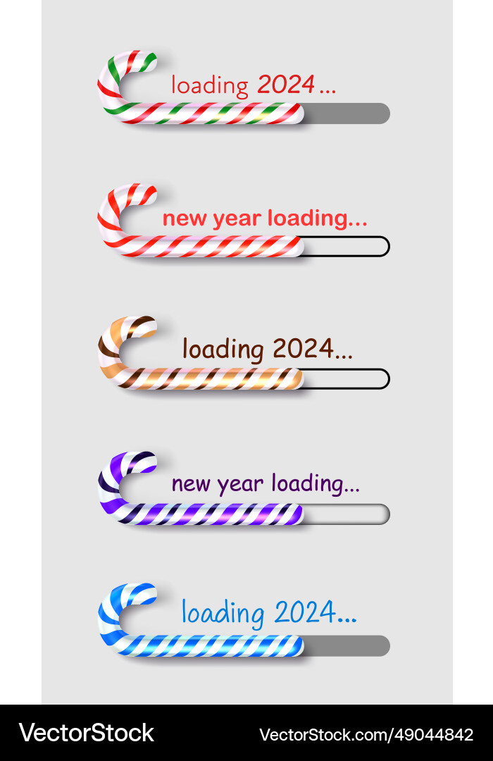 Set of loading progress bars 2024 new year made Set of loading progress bars 2024 new year made vector image