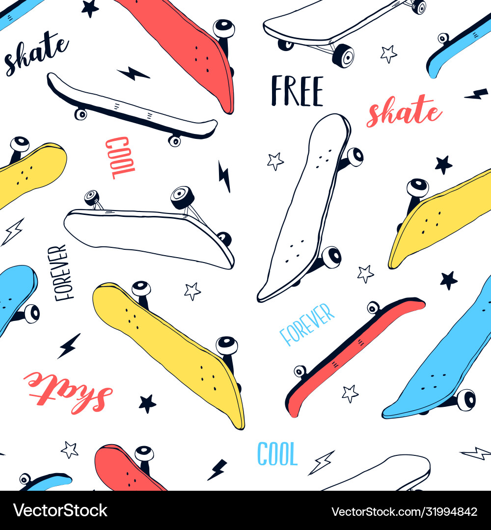 Skateboarding Pattern - Seamless Print vector image