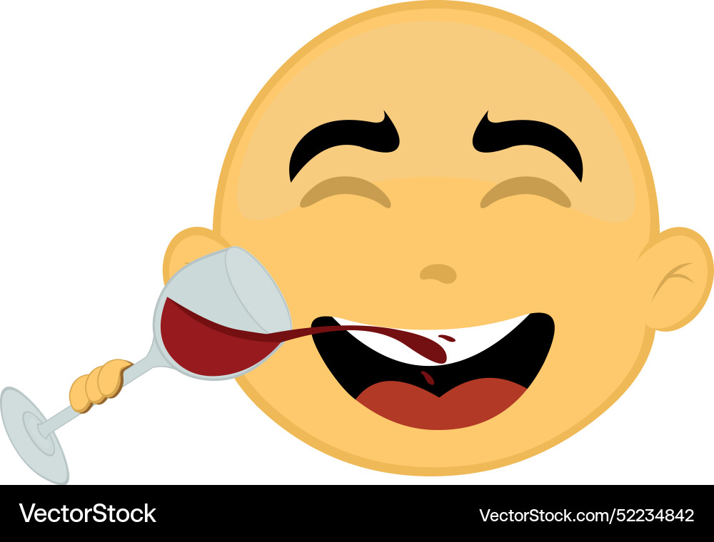 Smiling Yellow Character Drinking Wine Vector Image