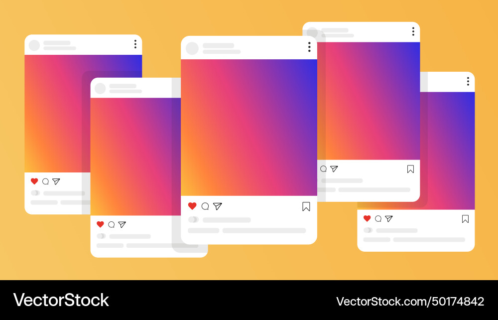 Social media interface design with gradient posts Vector Image