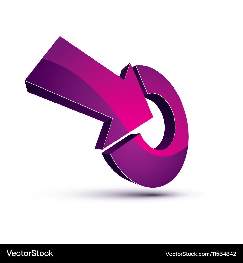 Three-dimensional symbol with an arrow directed Vector Image