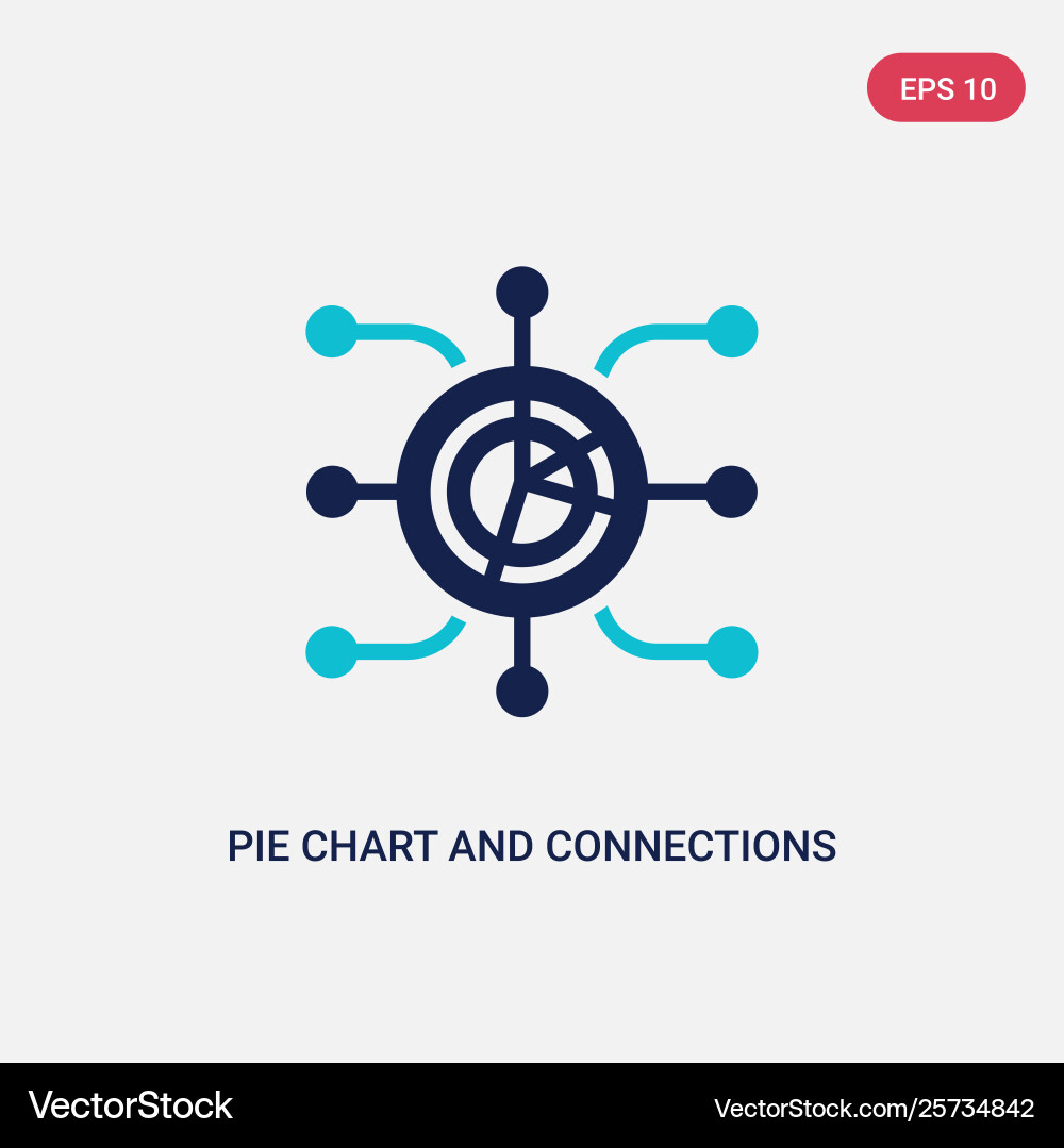 Two color pie chart and connections icon from Two color pie chart and connections icon from vector image